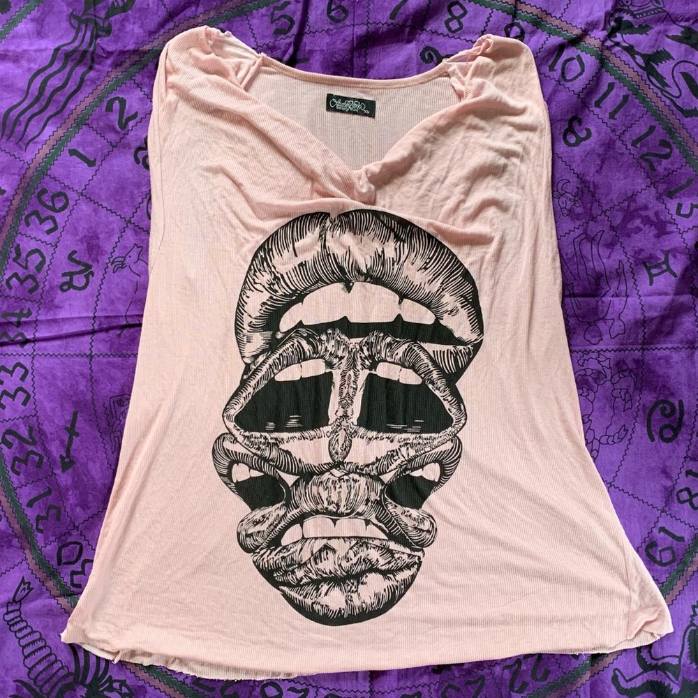 Lauren Moshi Lip-Art Tank Top